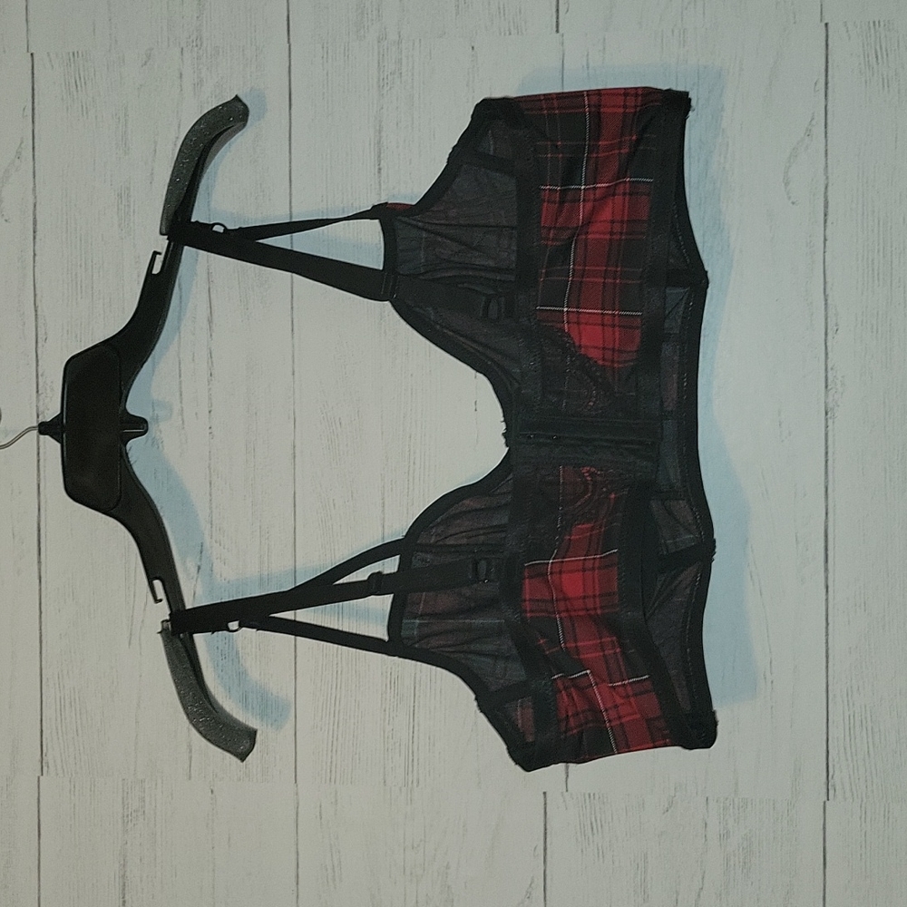 LAST ONE! | NWT | Torrid Plaid Red Unlined Longline Strappy Bralette | Size 1 - Picture 6 of 8